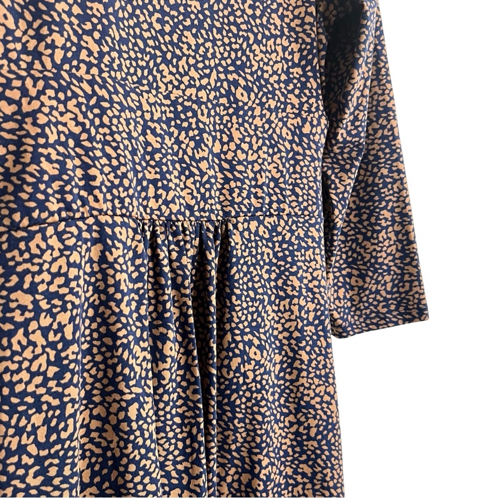 Lands End Dress Stretch Knit Faux Wrap Medium Blue Tan Modal Cotton Blend - Picture 5 of 12
